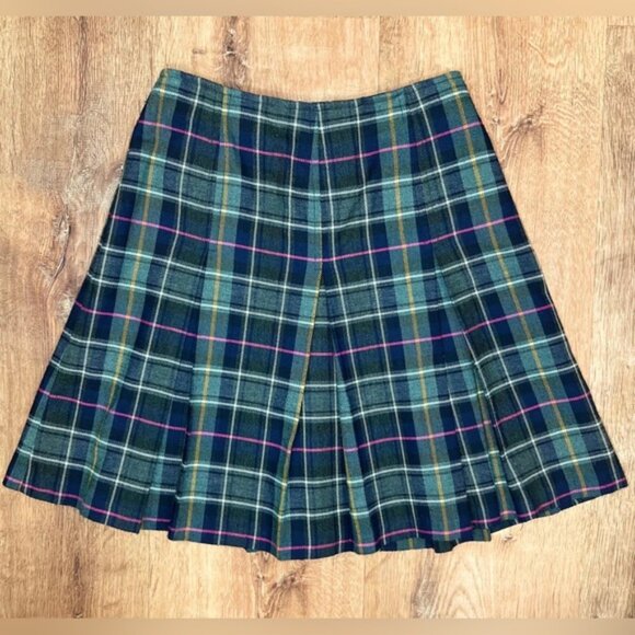 EXPRESS MADE IN ITALY 🇮🇹 VINTAGE Plaid Pleated Mini Skirt Size 3/4 - Picture 2 of 8
